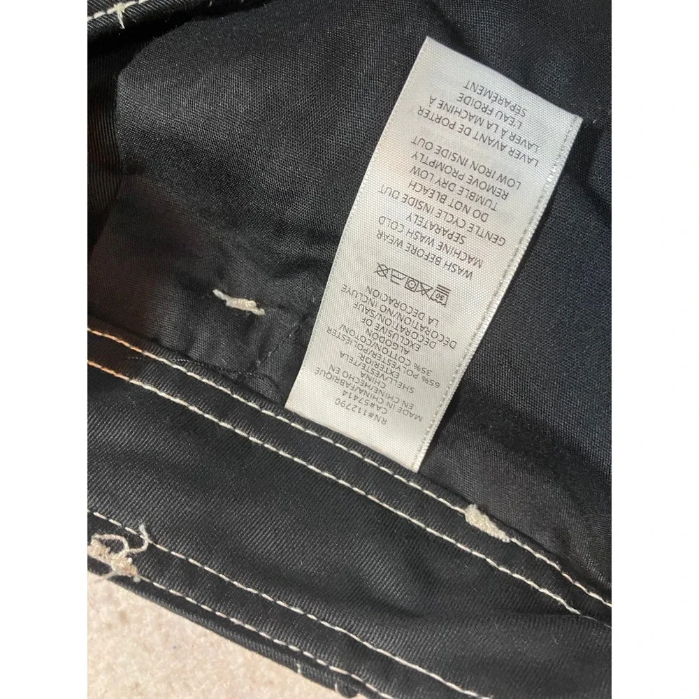 True Religion Mens Cargo Pants Black White Contrast Stitch Straight Leg Size 34
